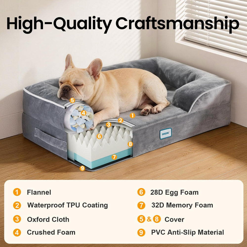 OhGeni gray 28-inch bed fits medium pets.