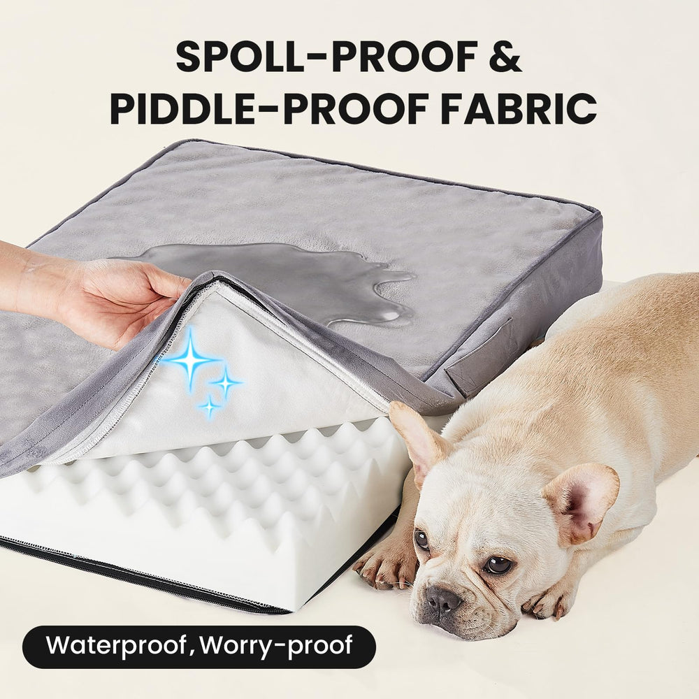 OhGeni bed gray waterproof top surface keeps spills on the surface.