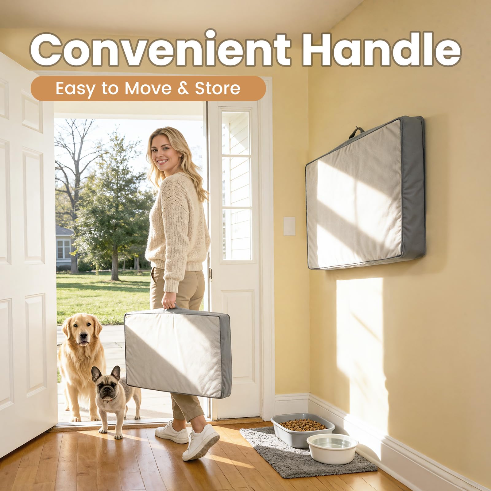 OhGeni orthopedic dog bed removable cover is machine washable for easy cleaning.