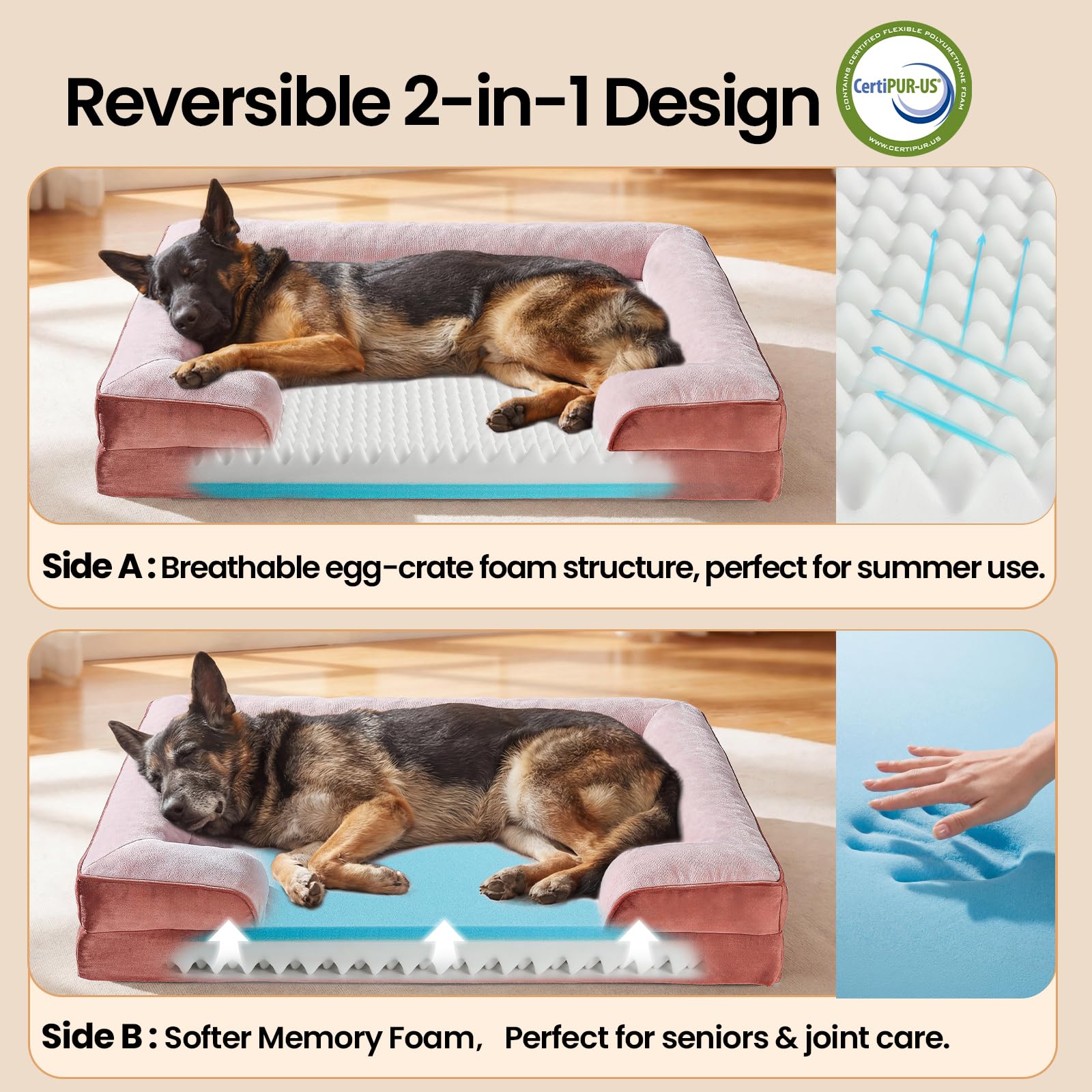 Ultra-soft plush sleep surface of OhGeni bed for noses and paws
