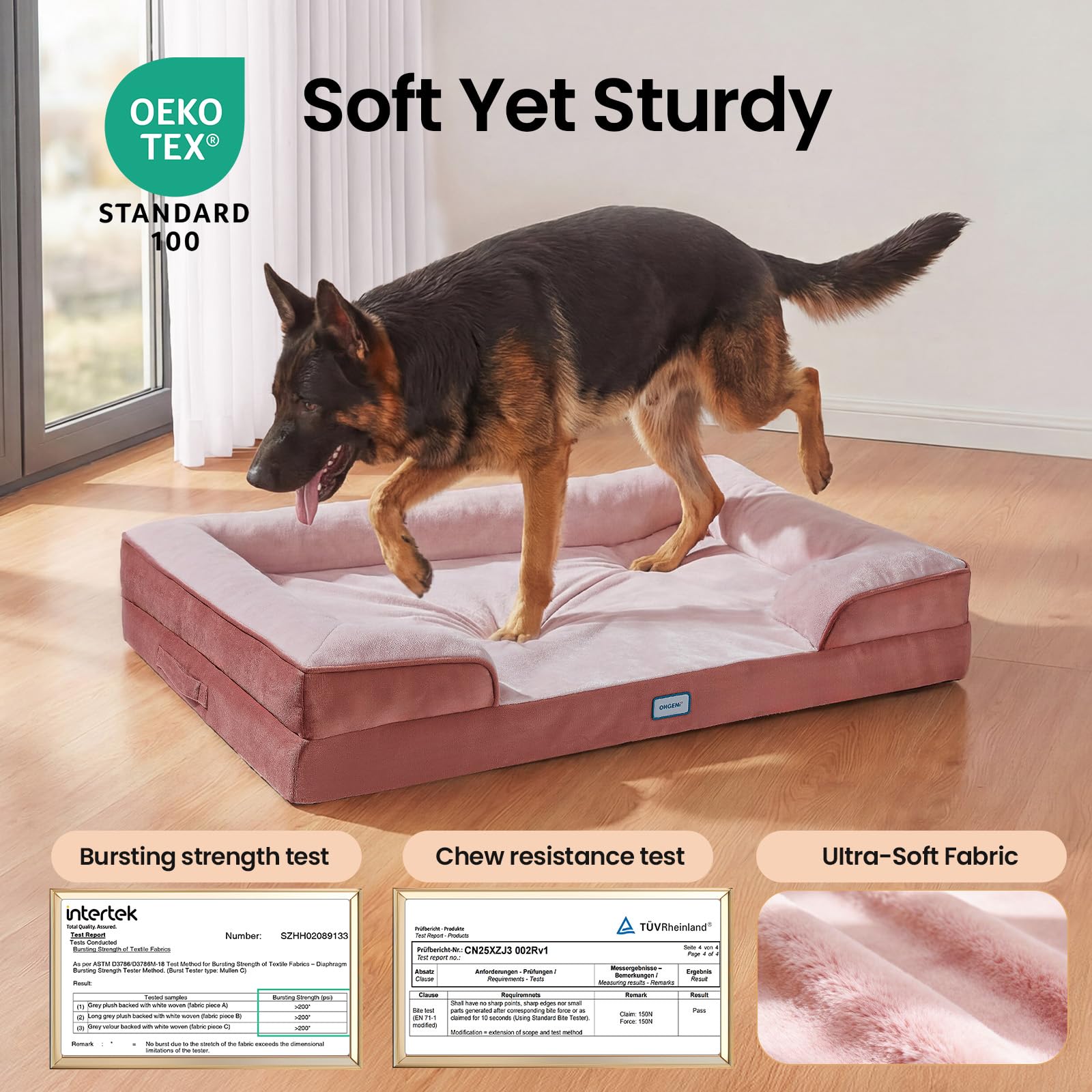 Removable waterproof cover on OhGeni bed simplifies cleaning