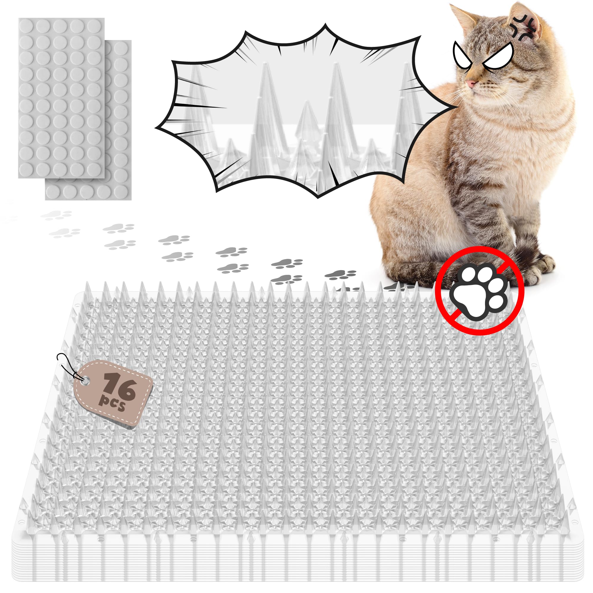 ohlela scat mat 16x13 spikes closeup deters pets from plants.