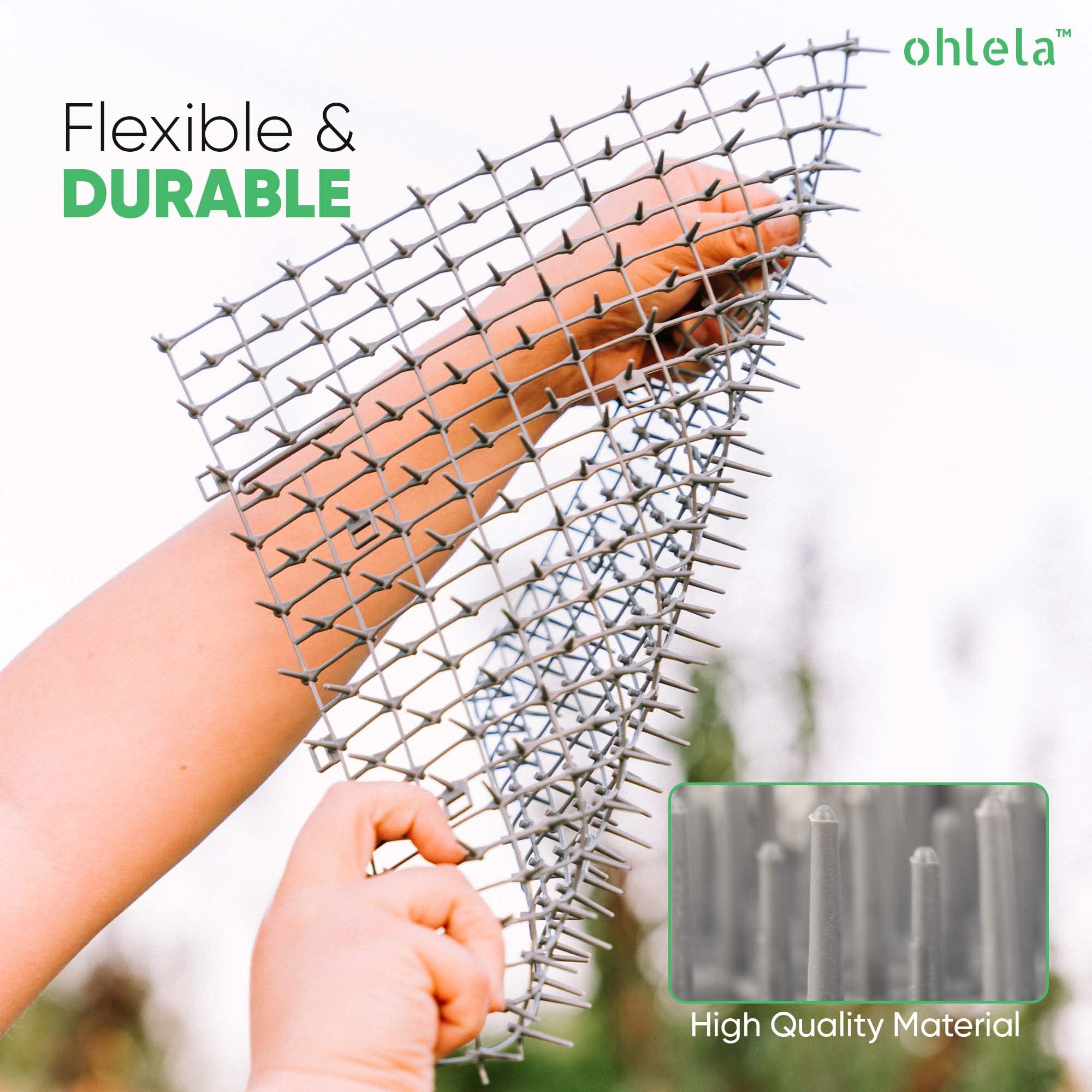 Ohlela cat scat mat wrapped around poles keeps cats away from entry points