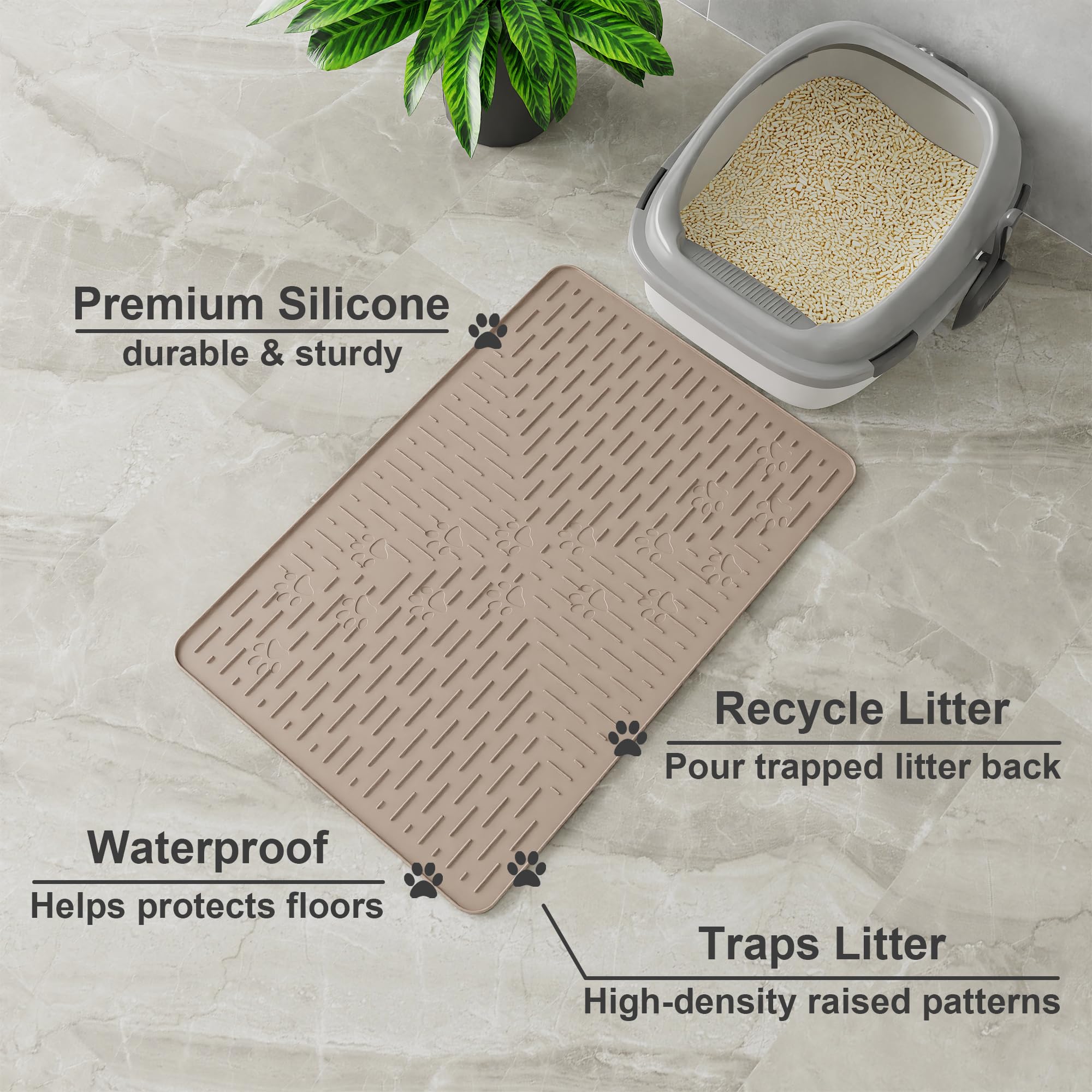 OHMO cat litter mat anti-scatter ridges highlight reduced tracking across floors