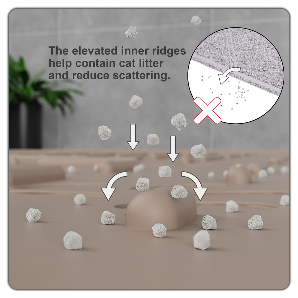 OHMO cat litter mat center-grooves view illustrating litter flows back to the box