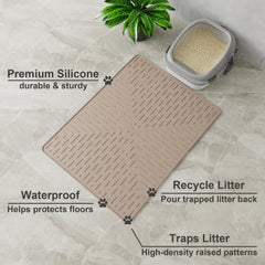 OHMO Cat Litter Mat Large beige close-up of raised ridge detail