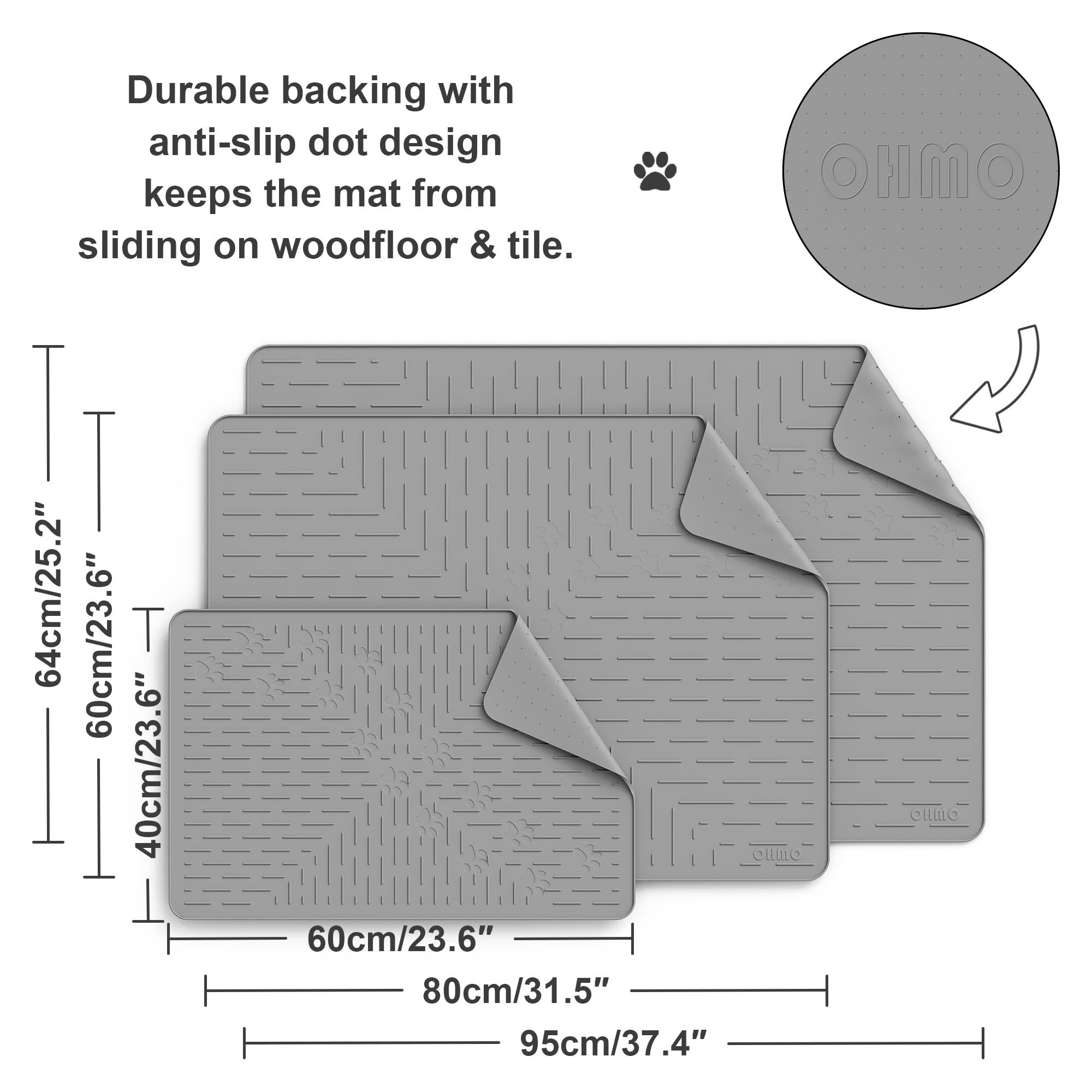 OHMO Cat Litter Mat Large silicone is waterproof and easy to rinse.