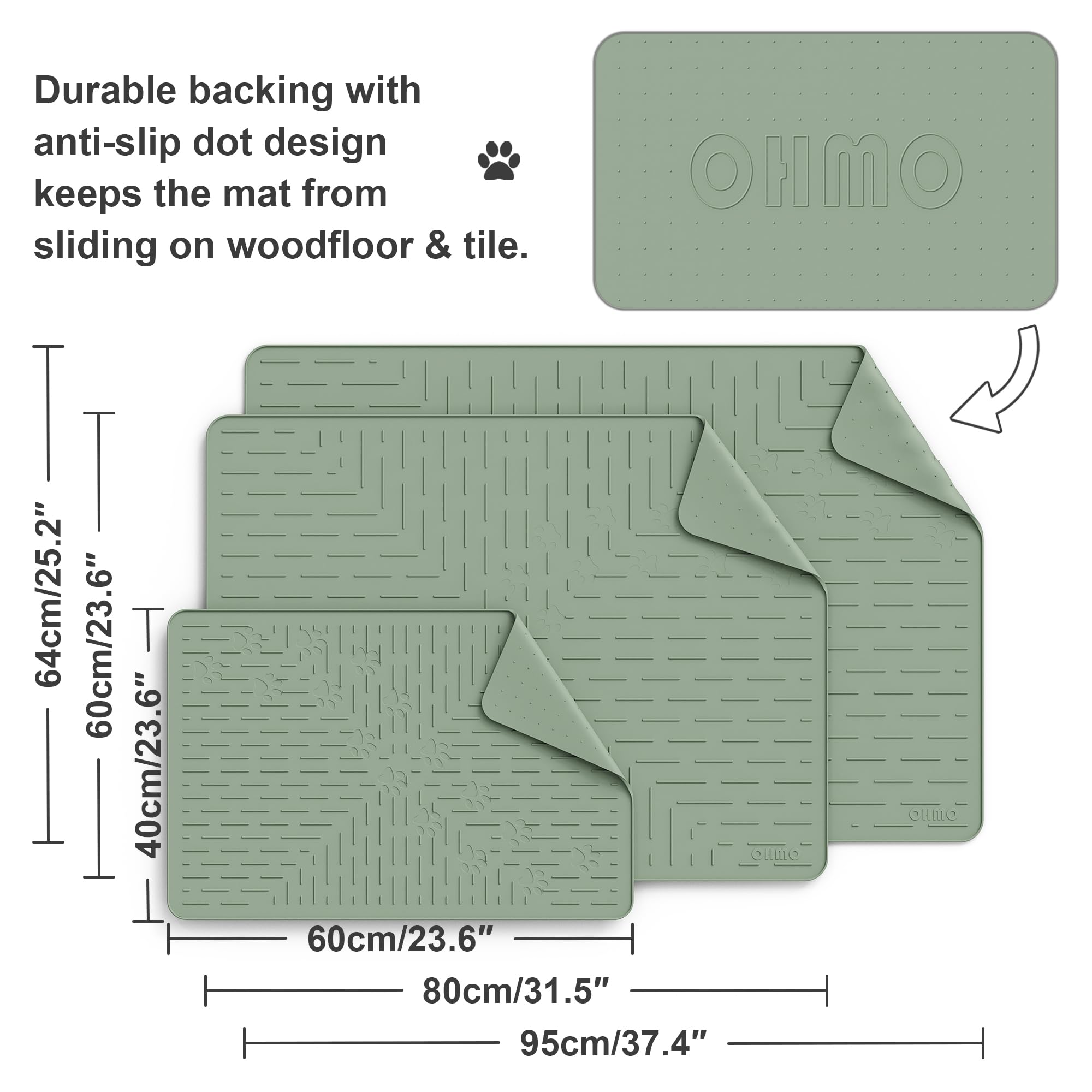 OHMO mat used as pet feeding mat protects surfaces during meals.