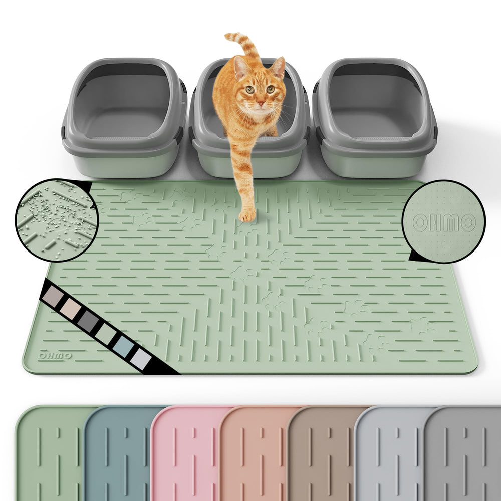 OHMO XXL cat litter mat front view providing wide coverage to reduce tracking.