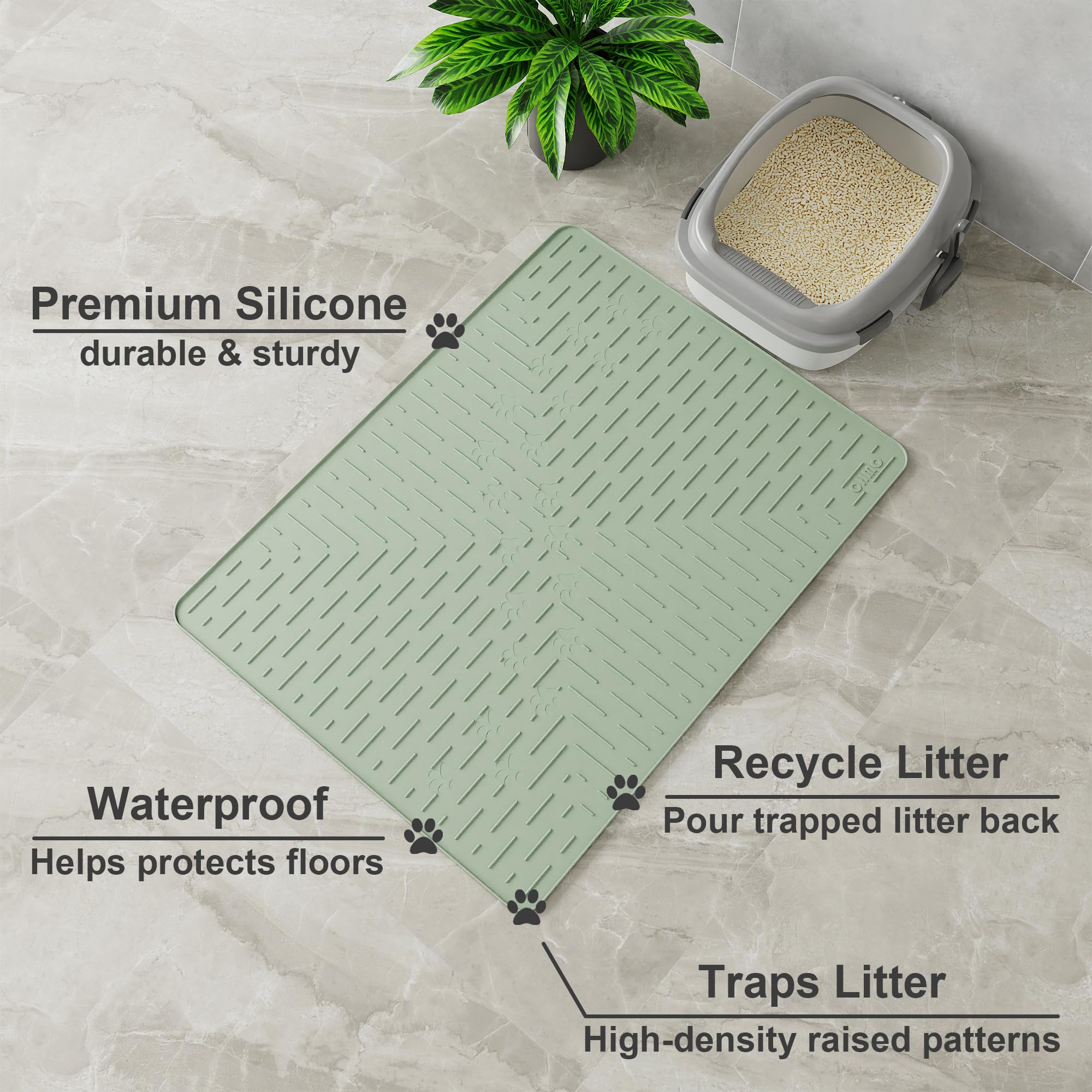 OHMO XXL mat close-up ridges trap litter for easy cleanup.
