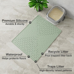 OHMO XXL mat close-up ridges trap litter for easy cleanup.