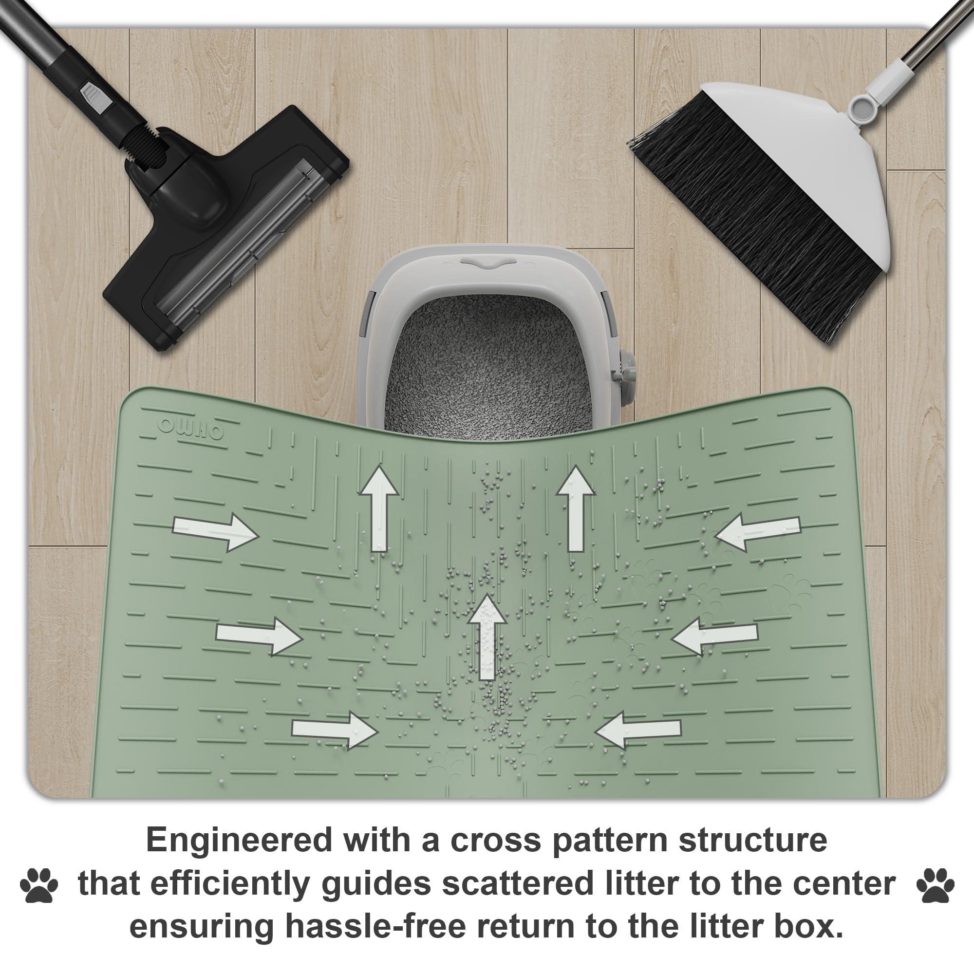 OHMO center grooves guide litter back to the box for easy disposal