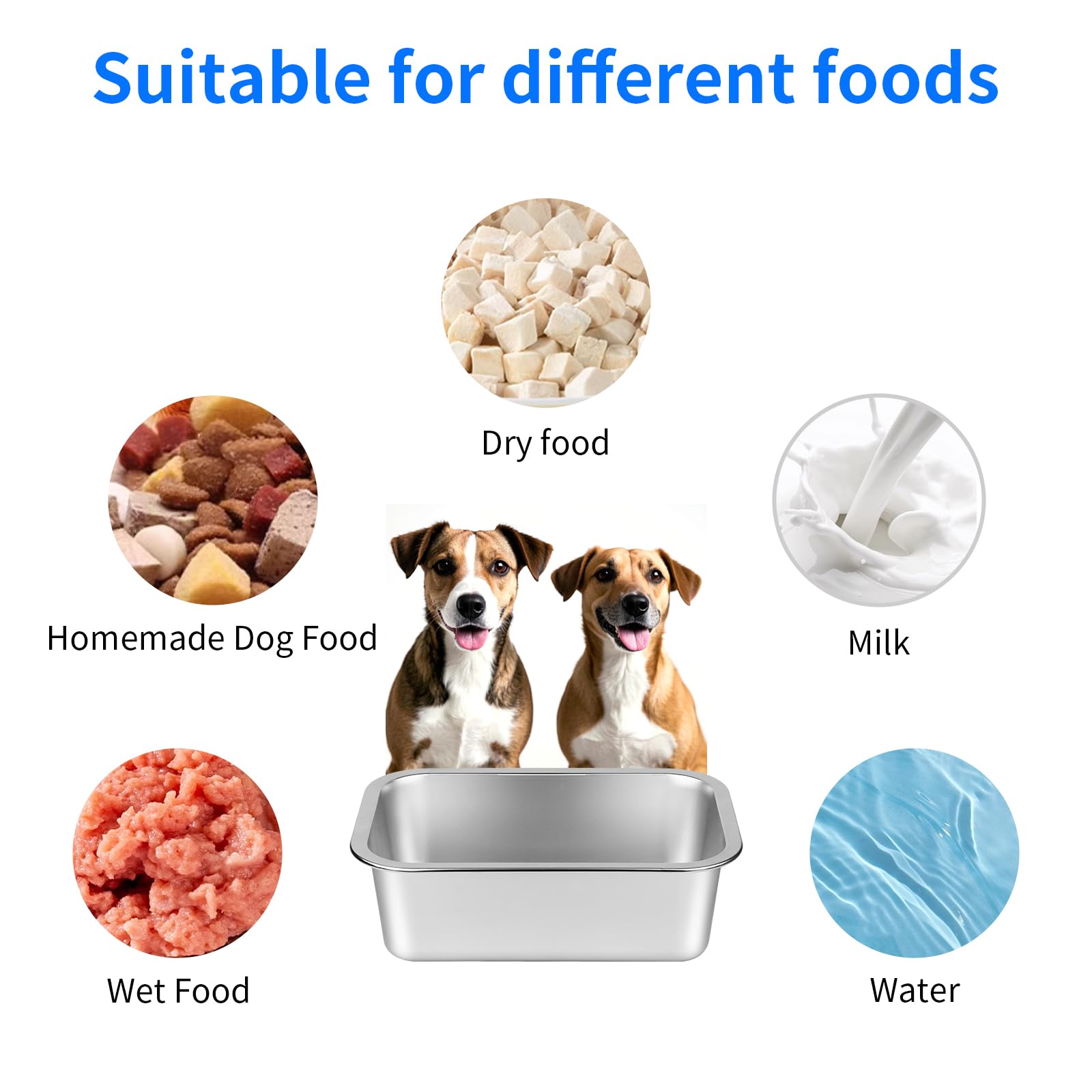 Dishwasher-safe stainless steel bowl for quick cleaning after meals.