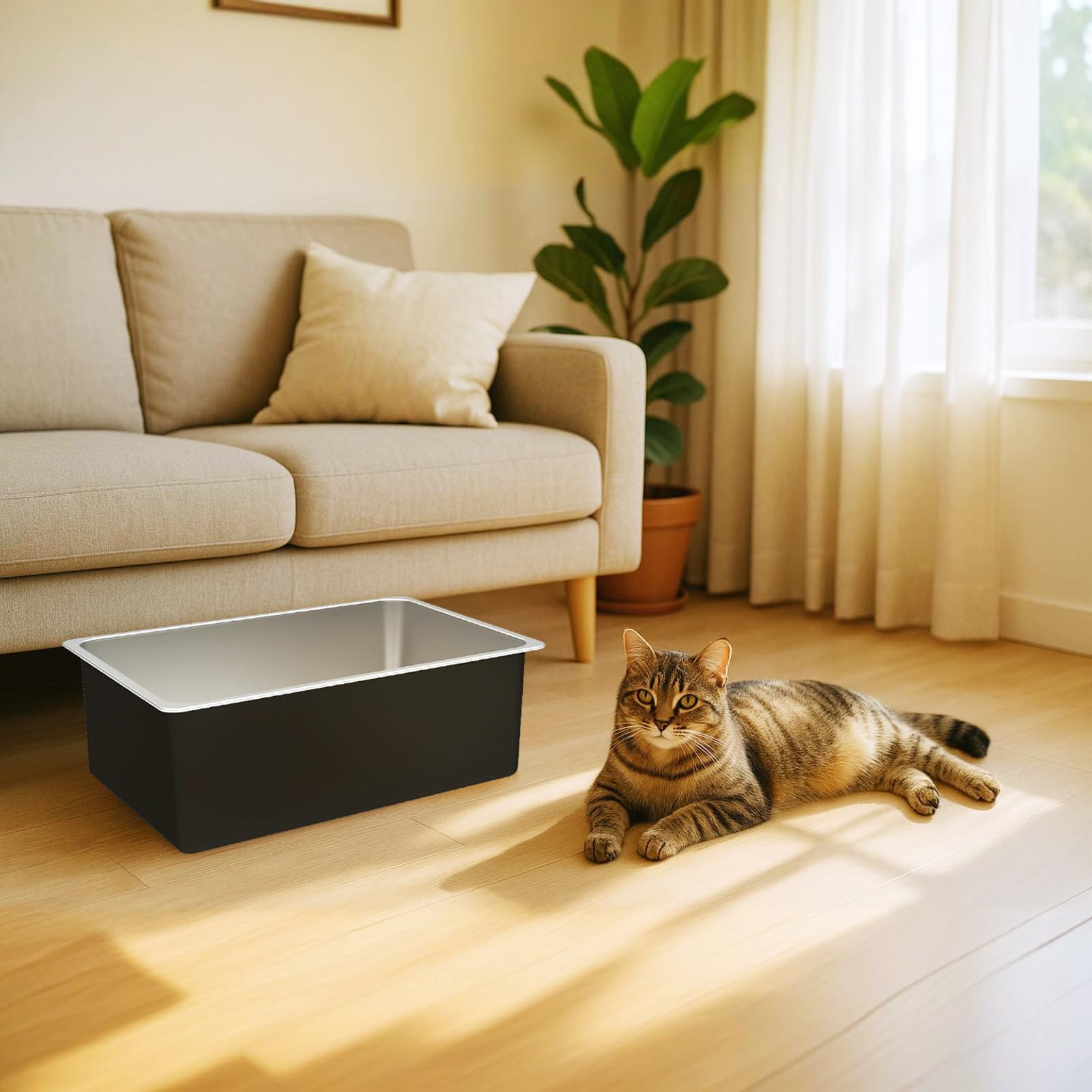 Ohtomber durable litter box resists denting and supports easy scooping.