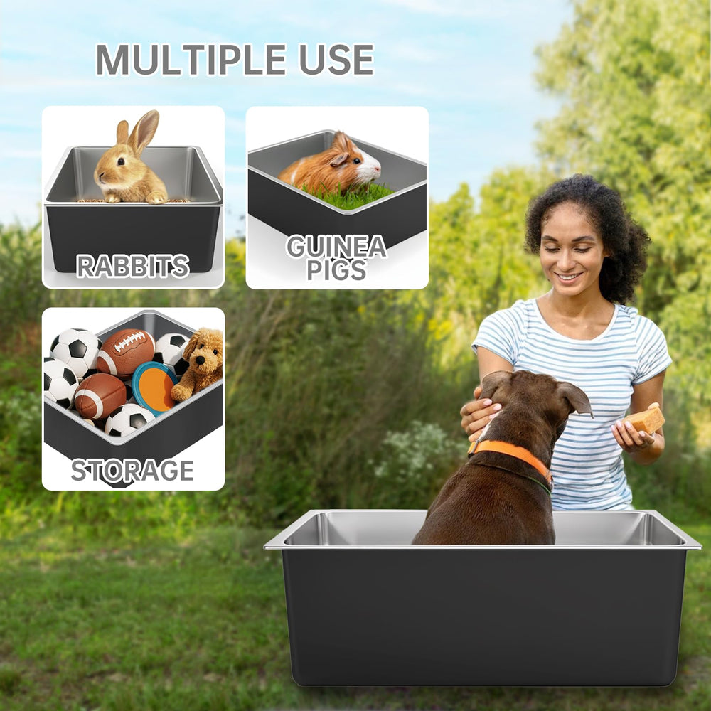 Ohtomber stainless steel litter box multi-use container for versatile pet care.