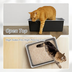 Ohtomber litter box with safe rounded edges protects paws and is easy to lift.