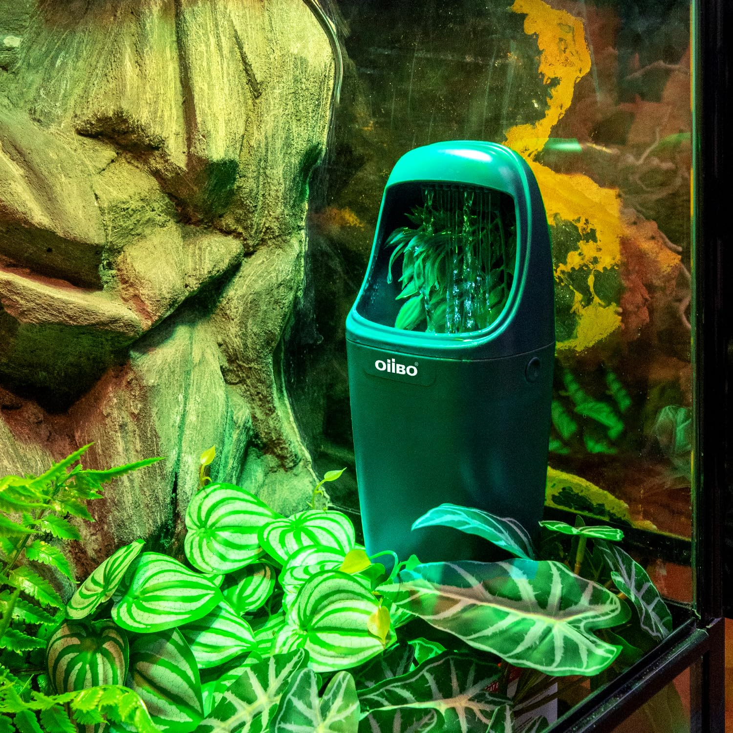 Oiibo natural-looking waterfall enhances terrarium aesthetics while providing water.
