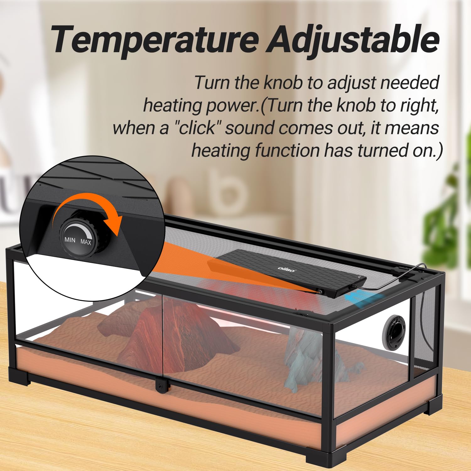 Oiibo Reptile Heat Panel built-in fan gently diffuses heat.