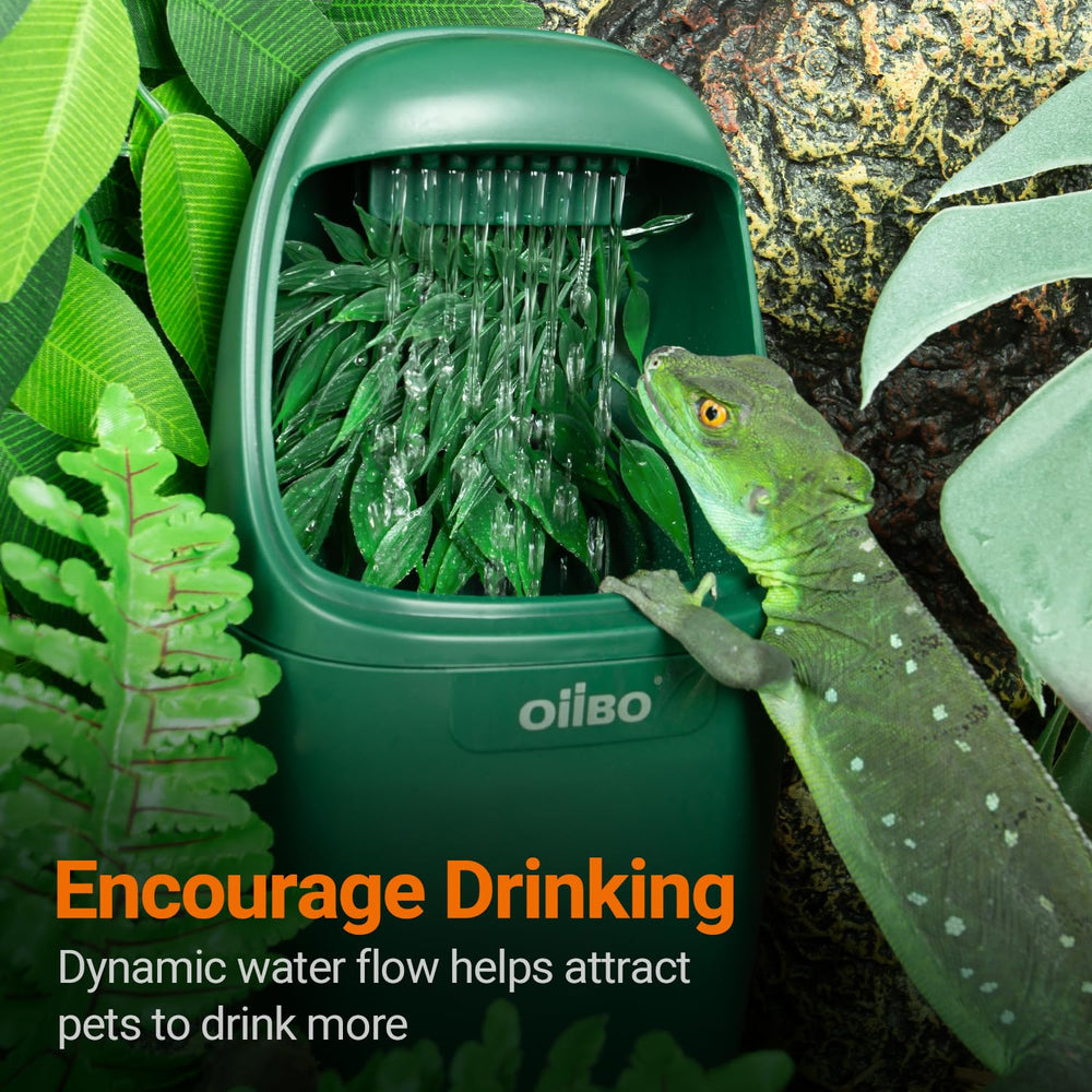 Oiibo Reptile Water Dispenser adjustable flow to tailor drinking experience.