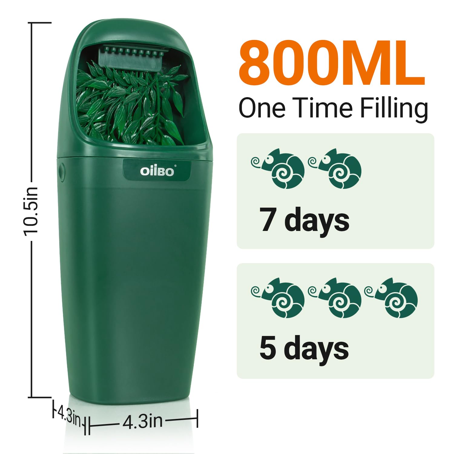 Oiibo Reptile Water Dispenser anti-dry protection prevents pump damage.
