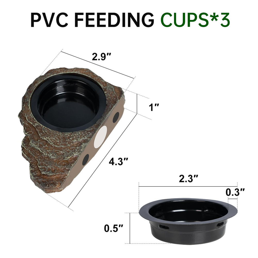 Oiibo three cups feeding set for clean, organized reptile meals.