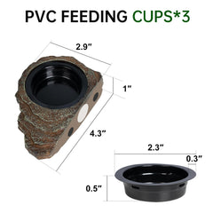 Oiibo three cups feeding set for clean, organized reptile meals.