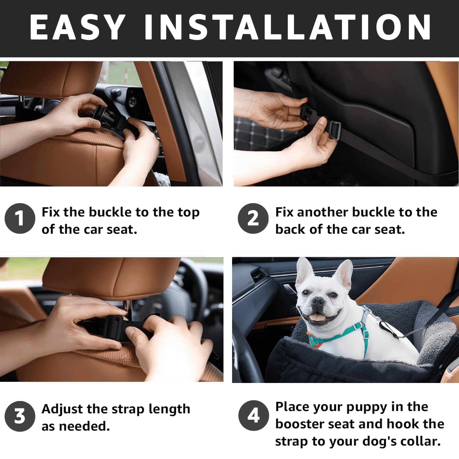 Oiilores dog car seat bottom cushion removable for easy cleaning