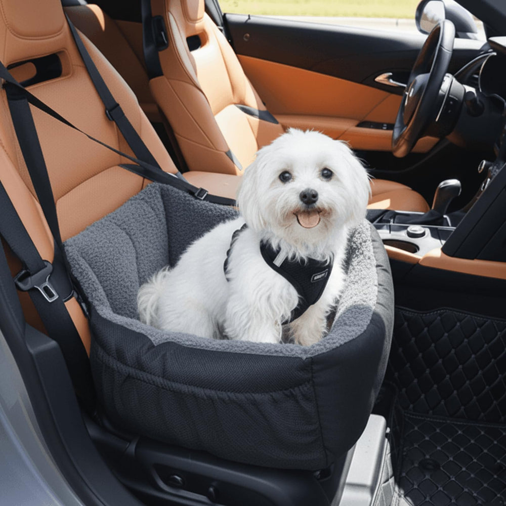 Oiilores dog car seat with clip-on safety leash for added security during rides
