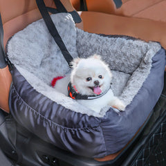 Oiilores dog car seat with plush rose velvet for small dogs on car trips.