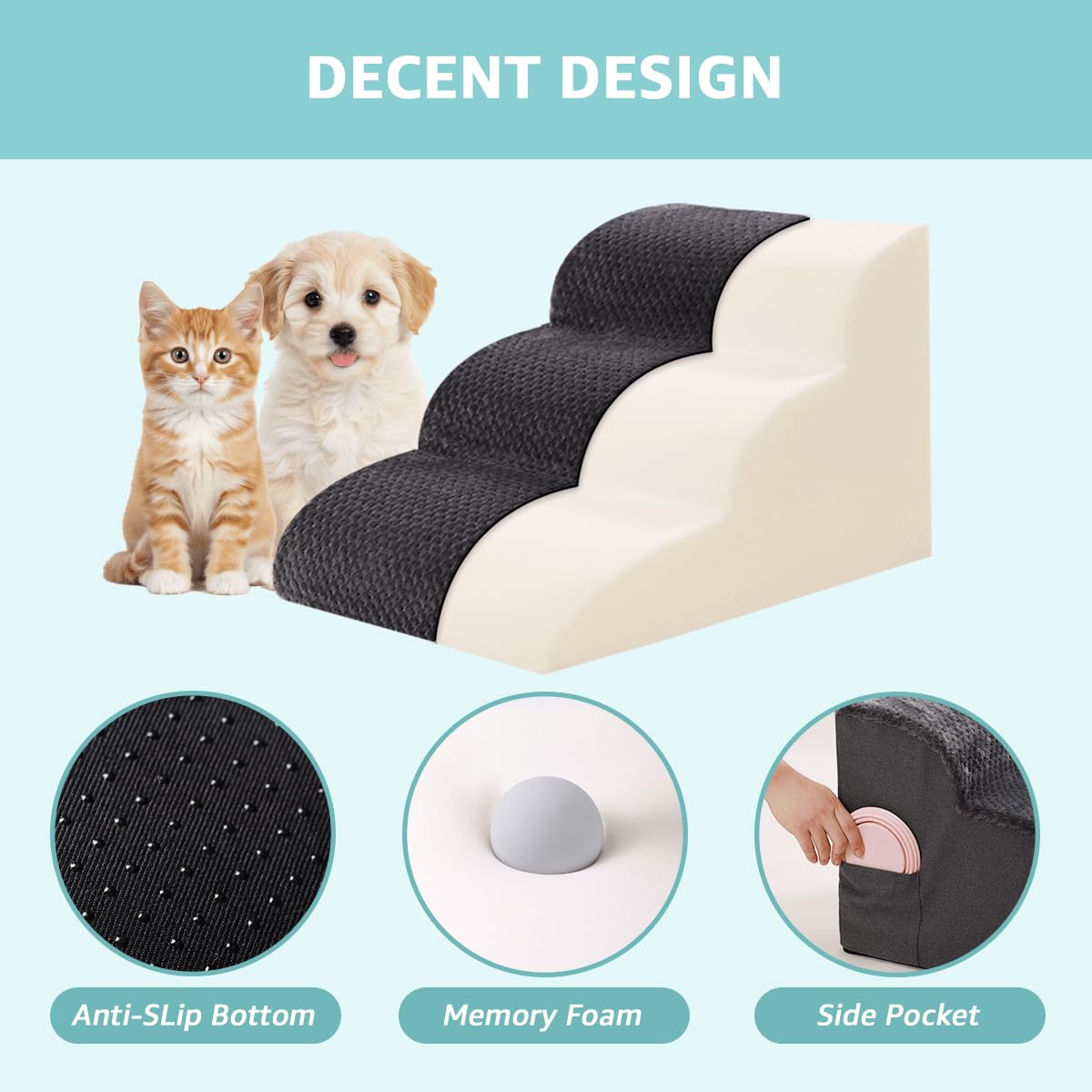 Oiilores dog stairs ideal for couch access and bed transitions