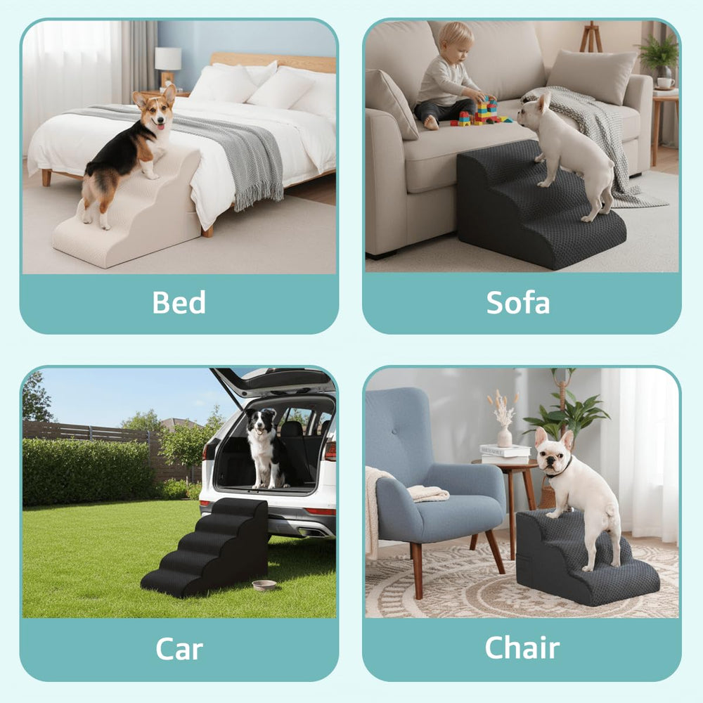 Oiilores dog stairs grey compact design blends with home decor