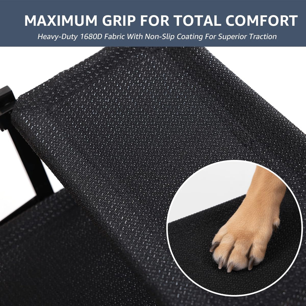 Oiilores foldable dog stairs folded compact for easy storage.