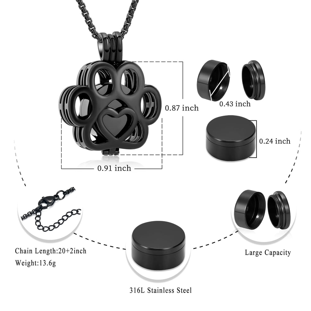 Oinsi paw detail urn necklace highlighting cherished memories and keepsake value.