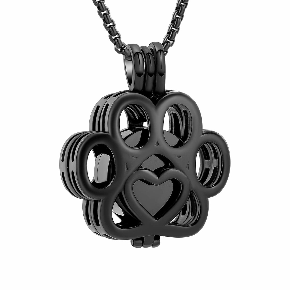 Oinsi pet cremation urn necklace in full black for close memorial.