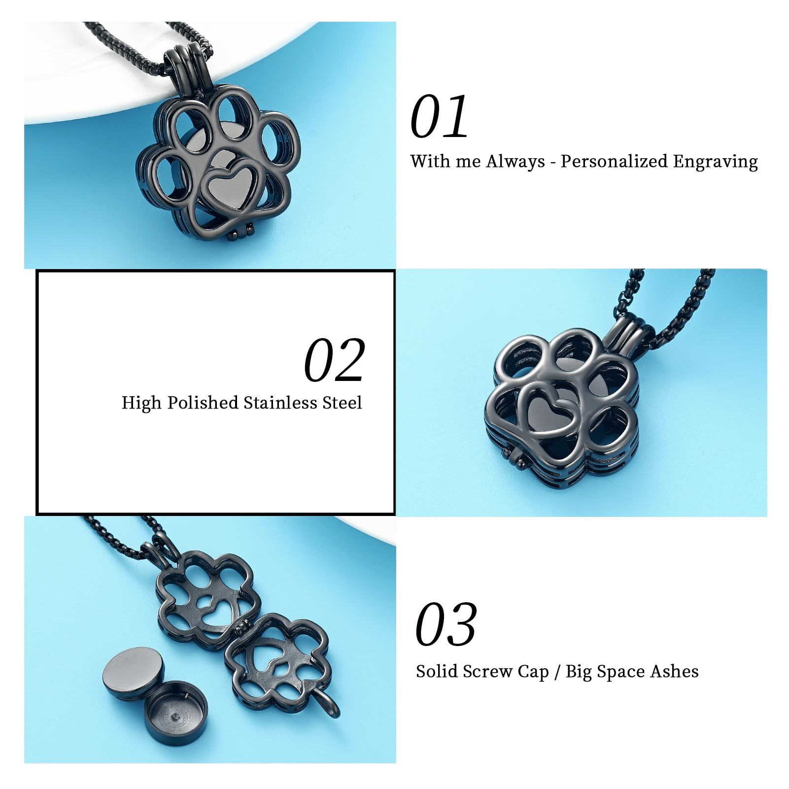 Oinsi urn necklace with mini case for safe ashes storage.