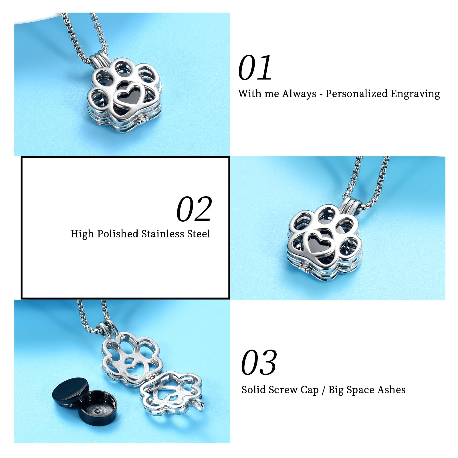 Oinsi urn pendant inner compartment reveals space for ashes hair or dried flowers.