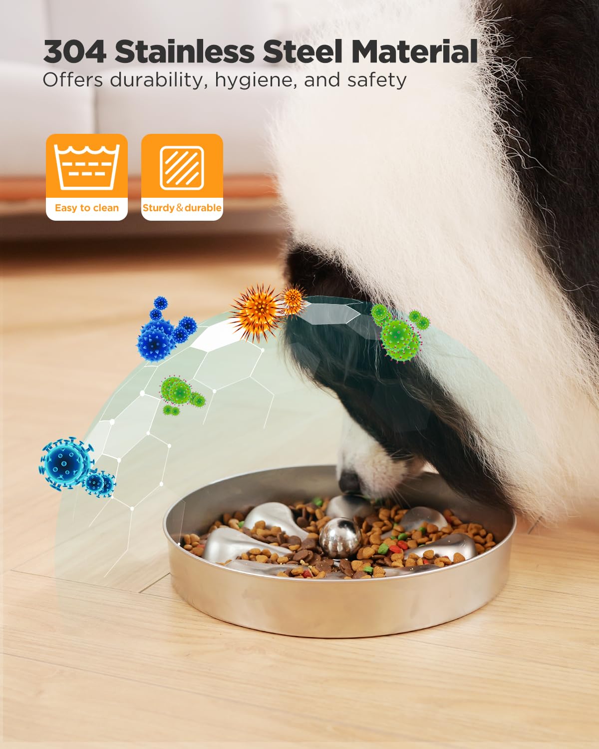 Oiwliur Slow Feeder Dog Bowl anti-slip base prevents sliding during meals