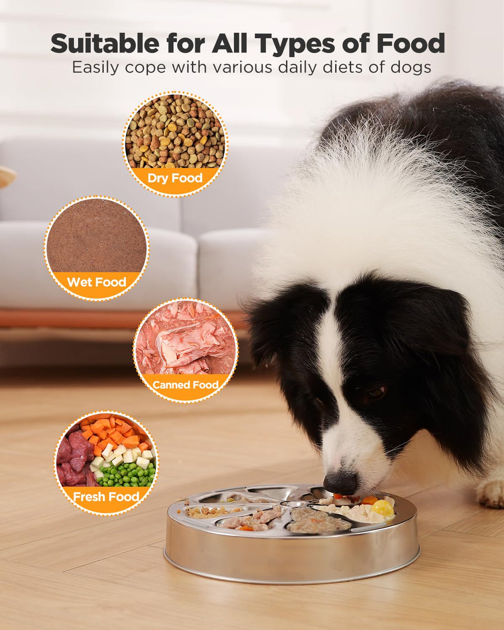 Oiwliur Slow Feeder Dog Bowl empty capacity emphasizes 5-cup size