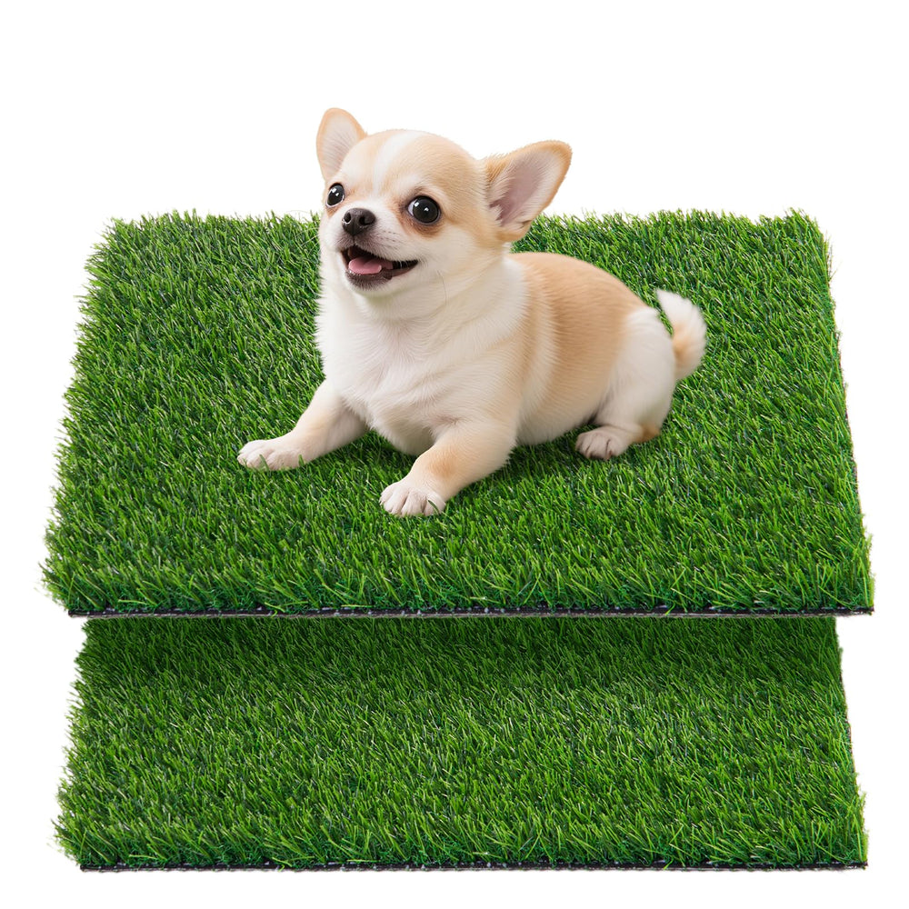 Oiyeefo artificial grass pad for dogs on a potty tray with easy cleanup