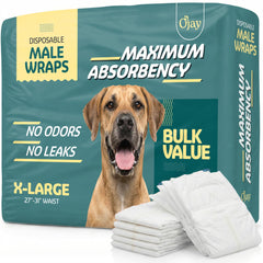 O'JAY maximum absorbency male dog diaper belly-wrap provides secure, comfortable protection.