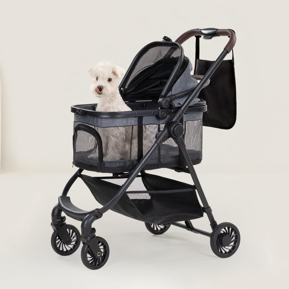 OJCME 3-in-1 pet stroller front view with breathable mesh for ventilation