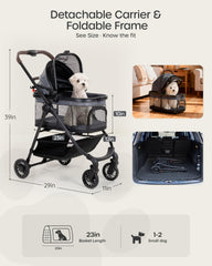 Full-window mesh on OJCME stroller enables pet visibility and airflow