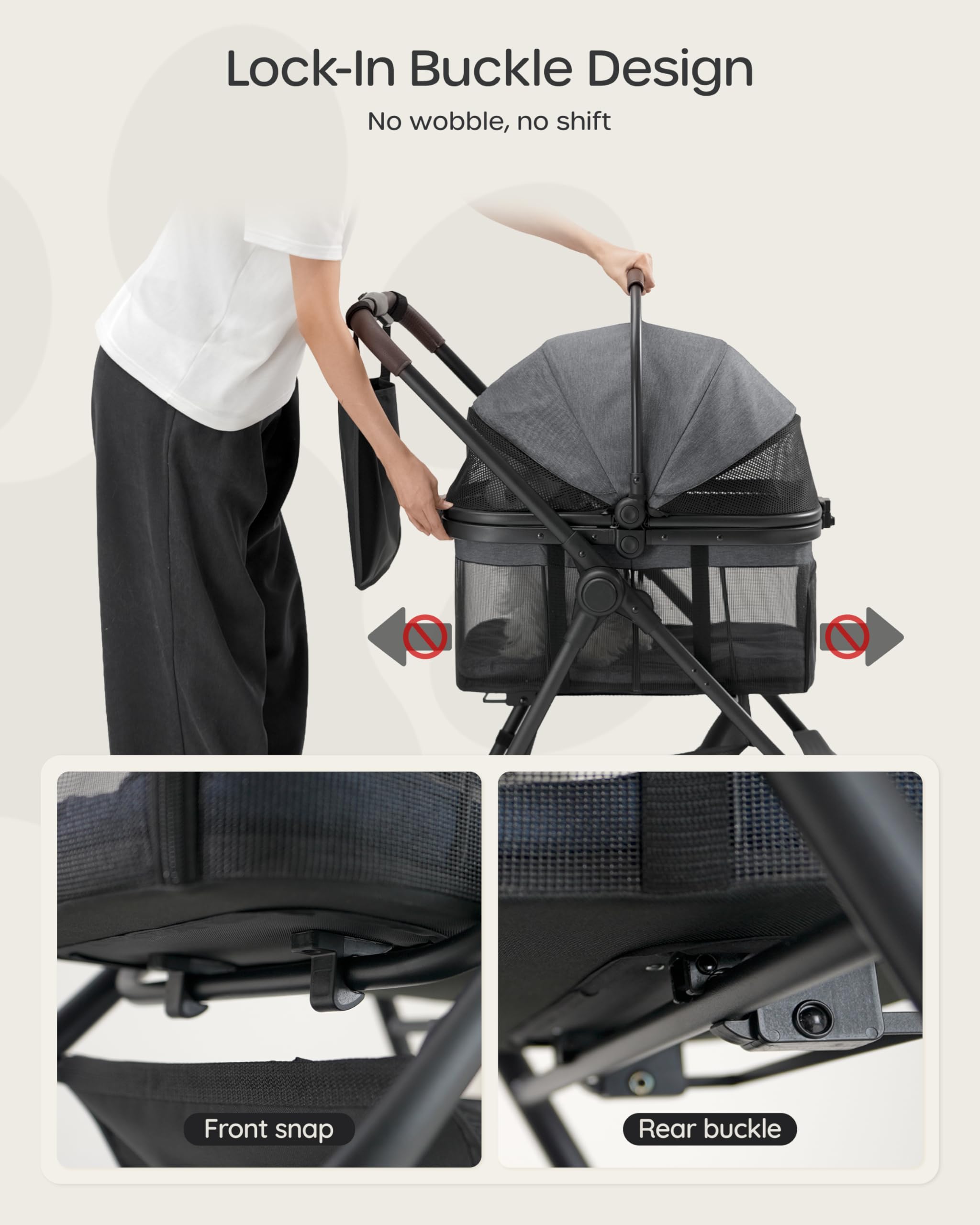 One-touch dual brake on OJCME stroller for quick, safe stopping