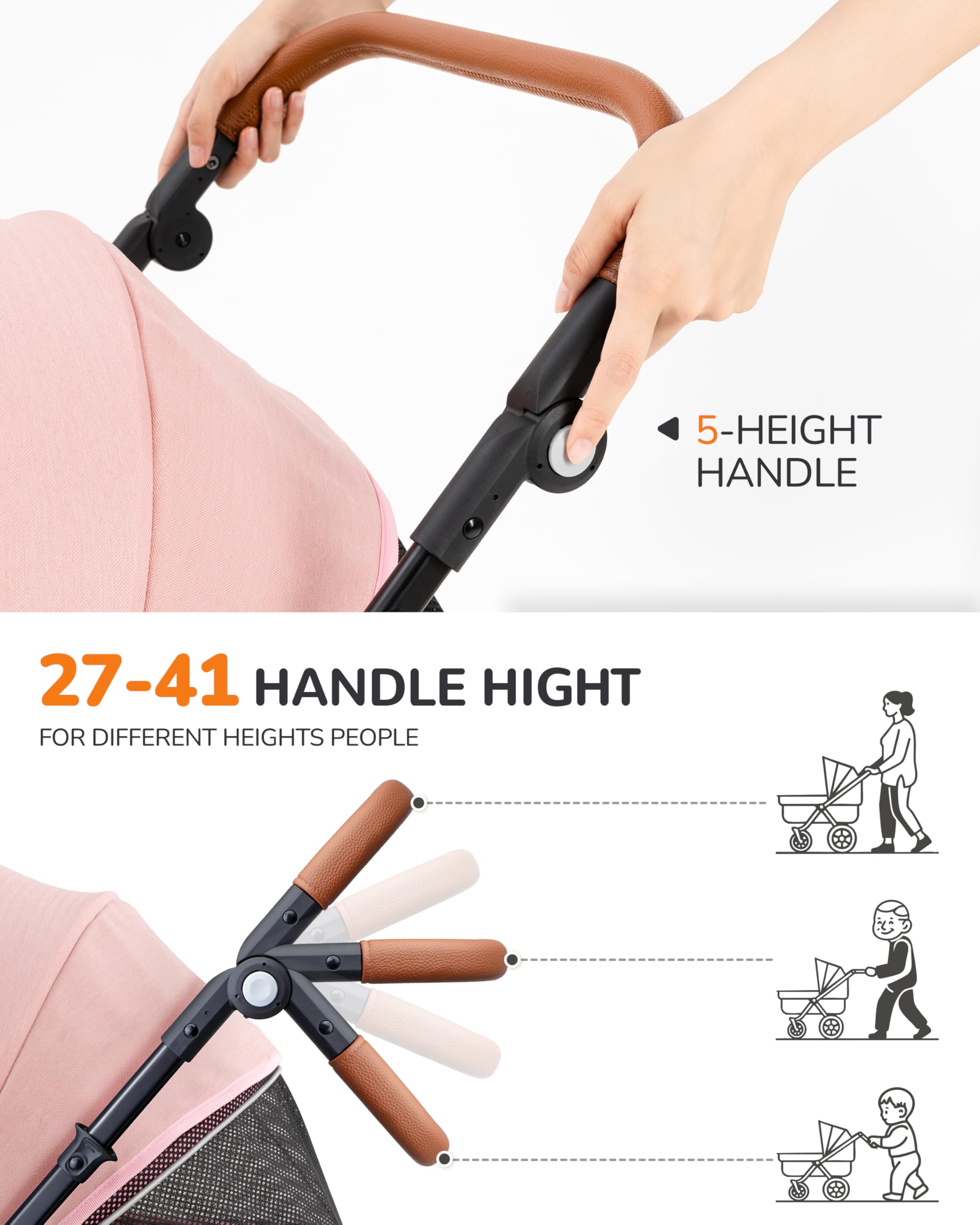 Folded-compact design of the OJCME stroller for easy storage