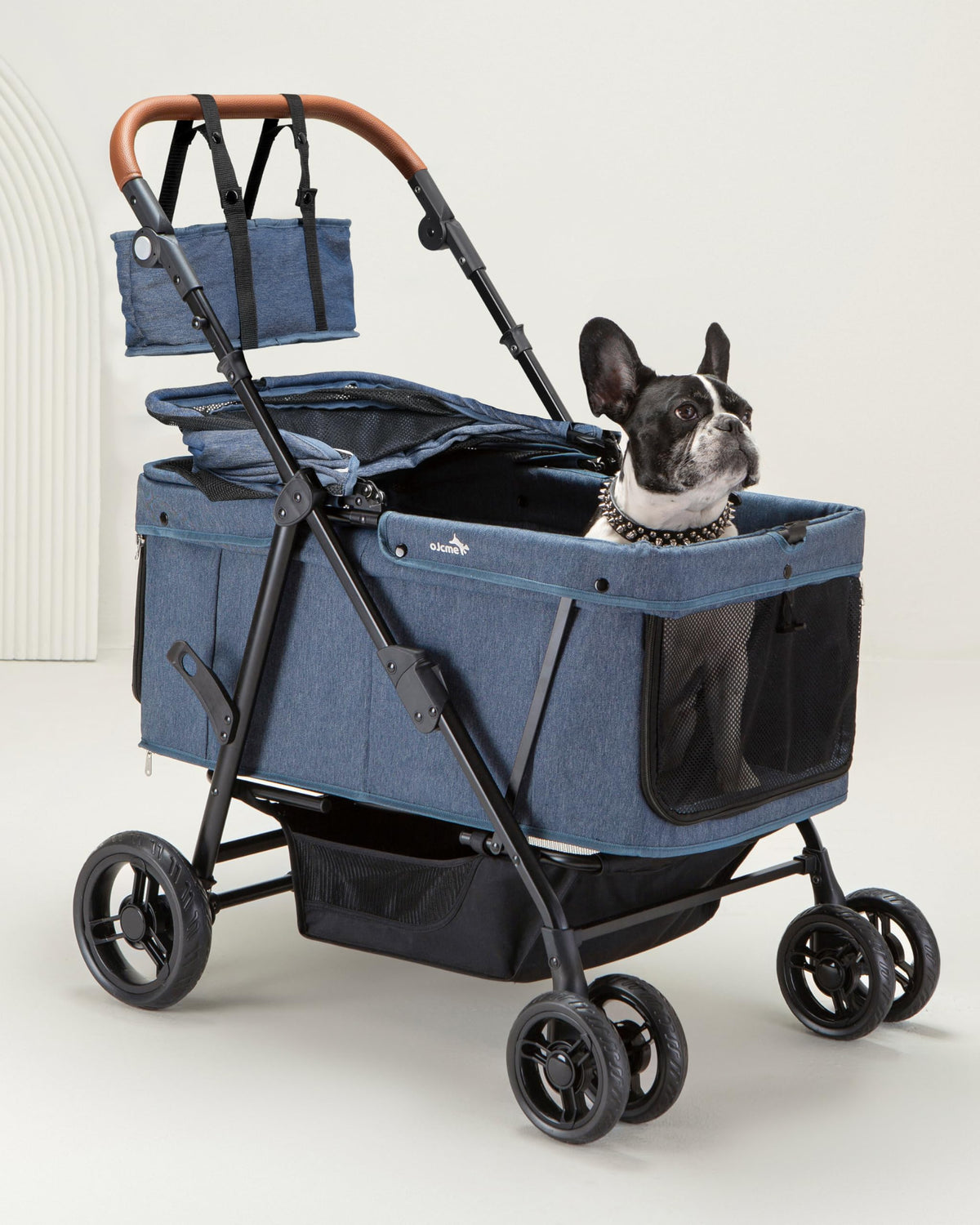 OJCME heavy-duty frame supports up to 132 lbs for large dogs.