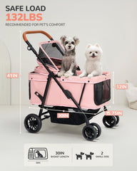 Side view of the OJCME stroller highlighting spacious interior for curled dogs
