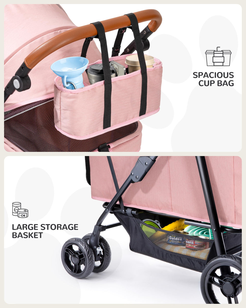 Two-dogs-capacity setup of the OJCME stroller for multi-pet outings