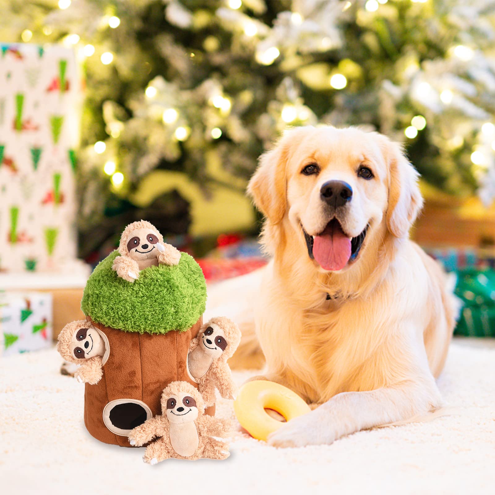Okegztoa dog puzzle toy presents an interactive challenge with a satisfying squeak.