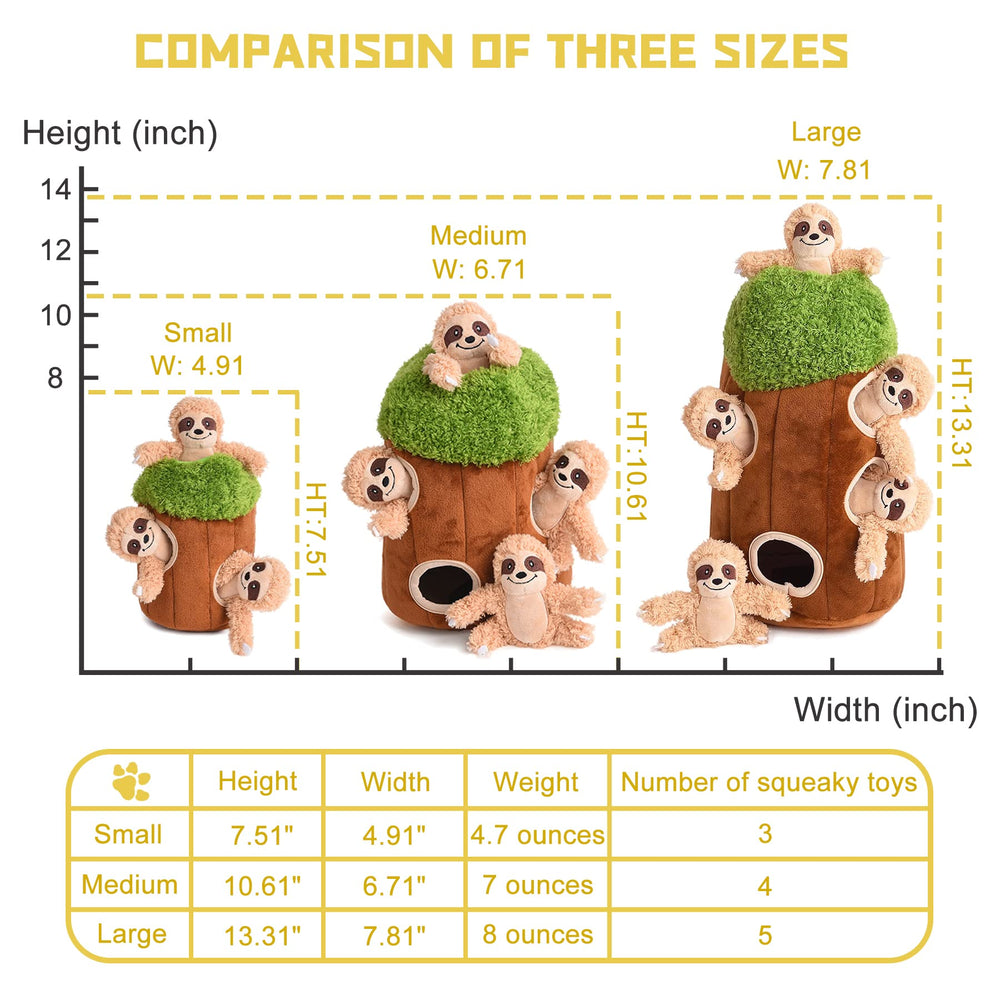 Okegztoa sloth toy puzzle challenges dogs with long limbs for curious retrieval.