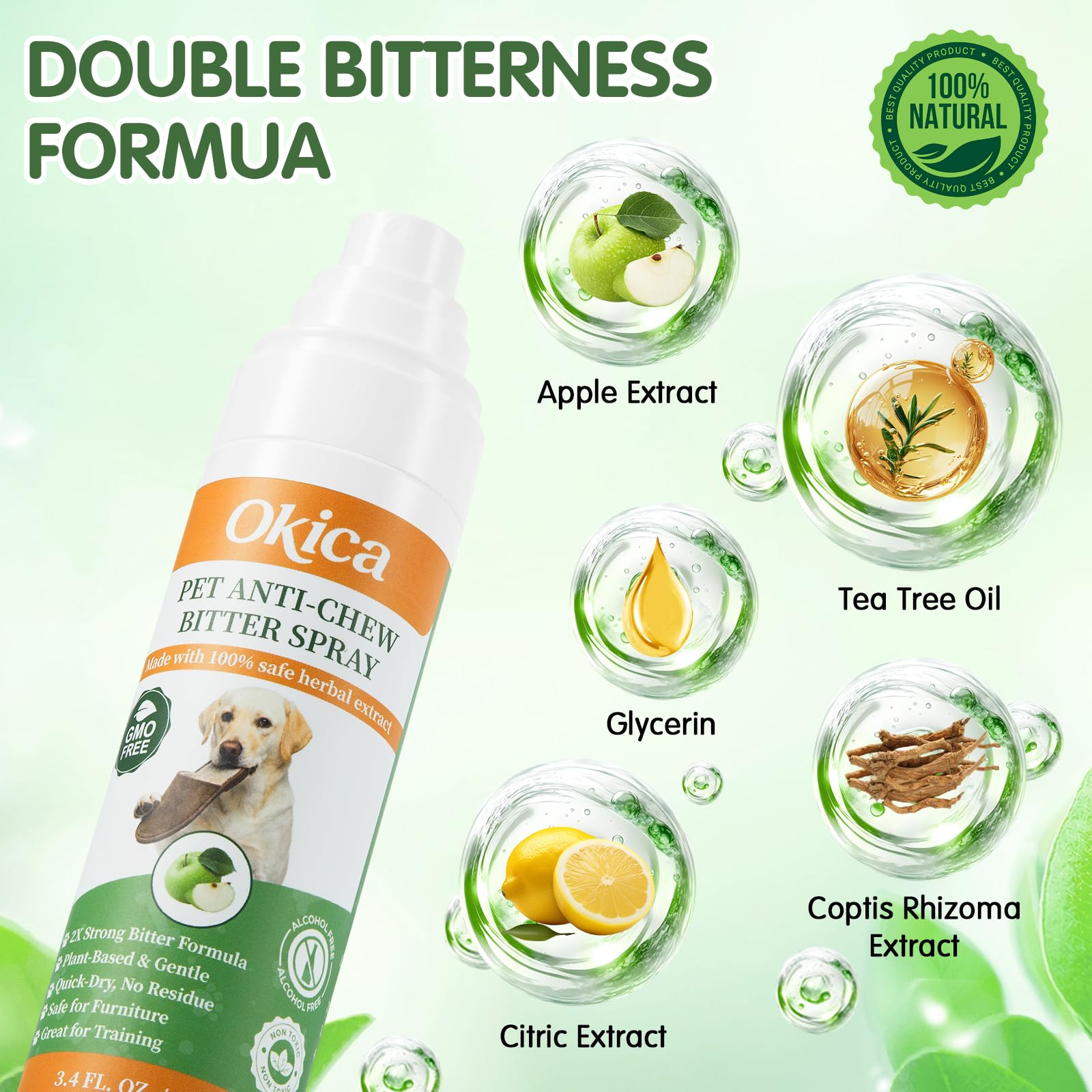 Okica Bitter Apple Spray on carpet for nibbling prevention during training